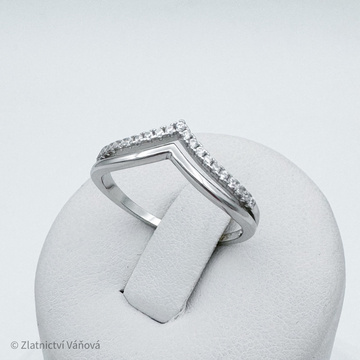 Stříbrný prsten dvojitý se zirkony do špičky